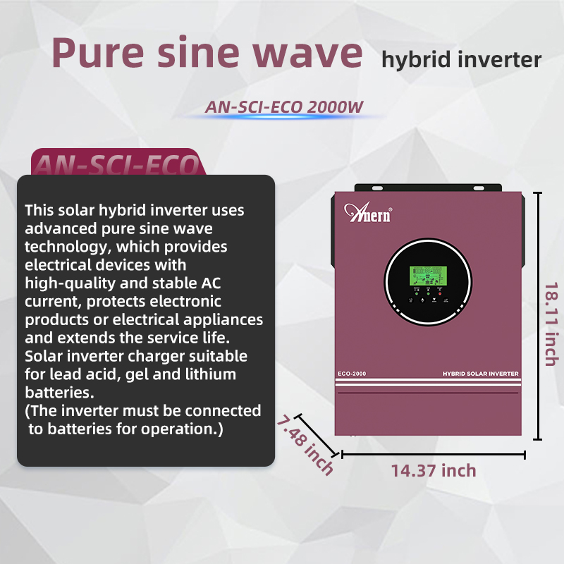 Anern 3200W 2000W Off Grid Hyb - Grid Tie Inverter Limiter 2000W recension och pris